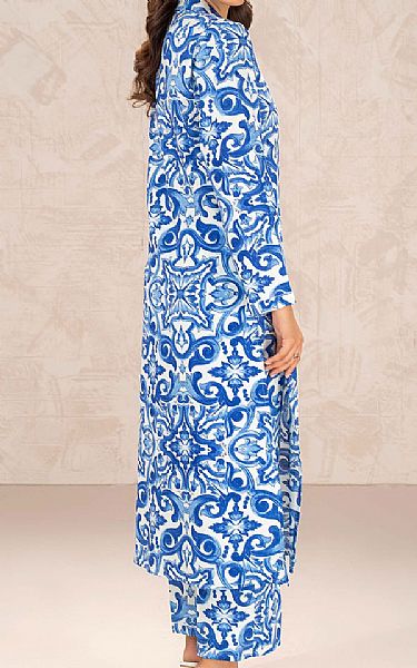 Limelight White/Blue Khaddar Suit (2 Pcs) | Pakistani Winter Dresses in USA- Image 2