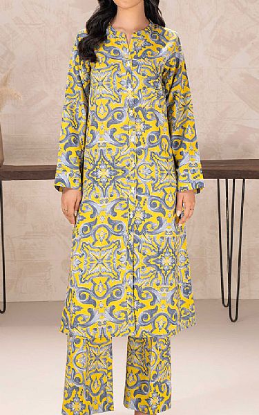 Limelight Yellow/Grey Khaddar Suit (2 Pcs) | Pakistani Winter Dresses in USA- Image 1