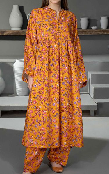 Limelight Mustard Khaddar Suit (2 Pcs) | Pakistani Winter Dresses in USA- Image 1