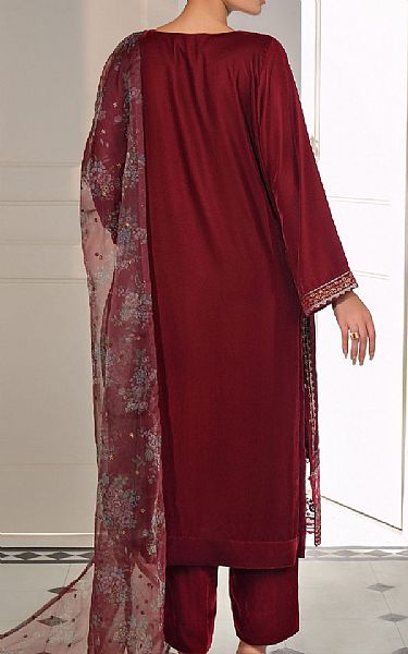 Limelight Maroon Velvet Suit | Pakistani Winter Dresses in USA- Image 2