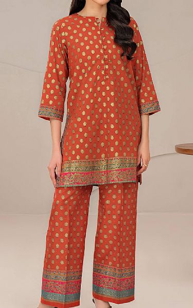 Limelight Dark Coral Lawn Suit (2 Pcs) | Pakistani Lawn Dress in USA- Image 1