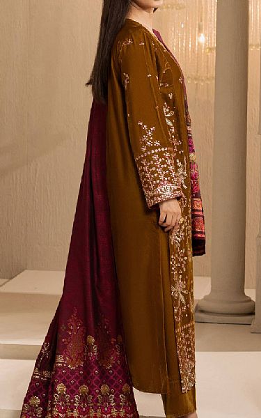 Limelight Olive Velvet Suit | Pakistani Winter Dresses in USA- Image 2