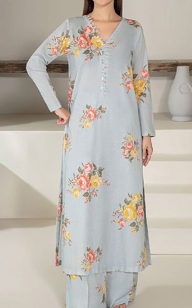 Limelight Light Blue Khaddar Kurti | Pakistani Winter Dresses in USA- Image 1