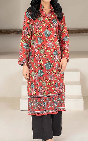 Limelight Pastel Red Khaddar Kurti | Pakistani Winter Dresses in USA- Image 1