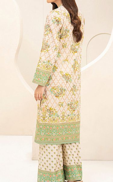 Limelight Ivory/Green Satin Suit (2 Pcs) | Pakistani Lawn Dress in USA- Image 2
