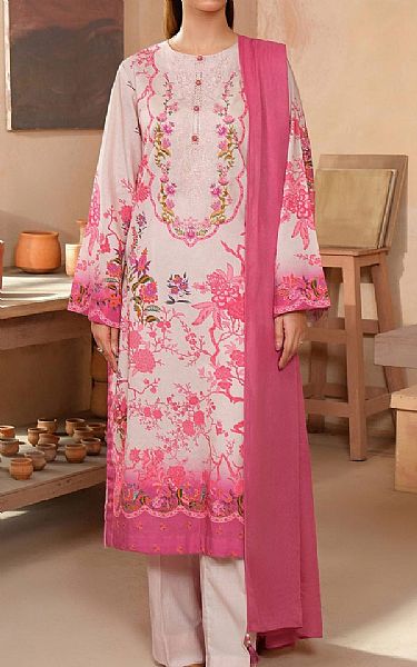Limelight Off White/Pink Satin Suit | Pakistani Winter Dresses in USA- Image 1