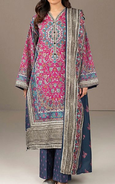 Limelight Pink/Blue Khaddar Suit | Pakistani Winter Dresses in USA- Image 1