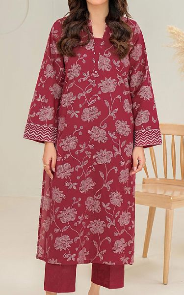 Limelight Deep Carmine Lawn Suit (2 Pcs) | Pakistani Lawn Dress in USA- Image 1