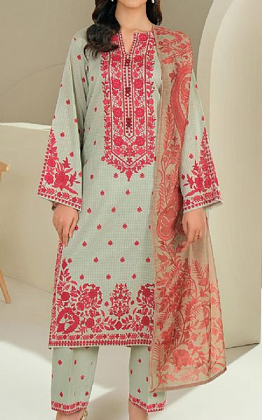 Limelight Green Mist/Faded Red Lawn Suit | Pakistani Lawn Dress in USA- Image 1