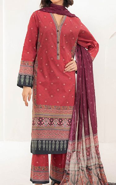 Limelight Faded Red Slub Lawn Suit | Pakistani Lawn Dress in USA- Image 1