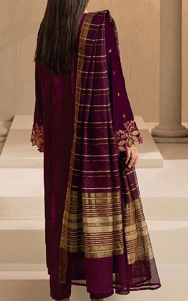 Limelight Plum Velvet Suit | Pakistani Winter Dresses in USA- Image 2