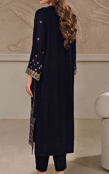 Limelight Navy Blue Velvet Suit (2 Pcs) | Pakistani Winter Dresses in USA- Image 2