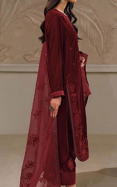 Limelight Wine Red Velvet Suit | Pakistani Winter Dresses in USA- Image 2
