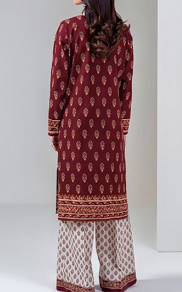 Limelight Maroon/Off White Khaddar Suit (2 pcs) | Pakistani Winter Dresses in USA- Image 2