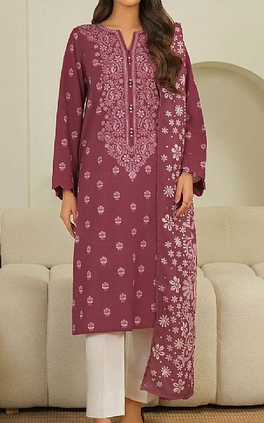 Limelight Dusty Rose Khaddar Suit (2 pcs) | Pakistani Winter Dresses in USA- Image 1