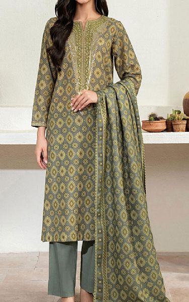 Limelight Grey/Green Khaddar Suit | Pakistani Winter Dresses in USA- Image 1