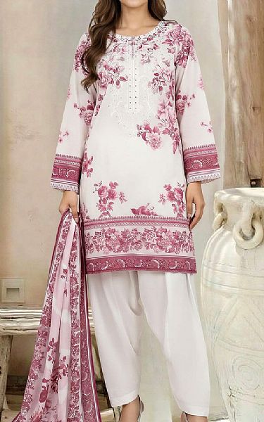 Limelight Off White/Raspberry Lawn Suit | Pakistani Lawn Dress in USA- Image 1