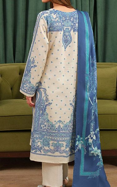 Limelight Ivory/Blue Khaddar Suit (2 pcs) | Pakistani Winter Dresses in USA- Image 2