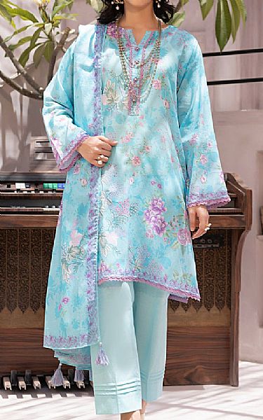 Lsm Sky Blue Lawn Suit | Pakistani Lawn Dress in USA- Image 1