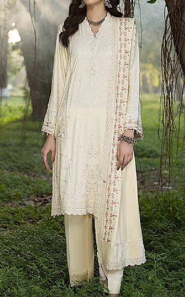 Lsm Off White Cashmi Wool Suit | Pakistani Winter Dresses- Image 1