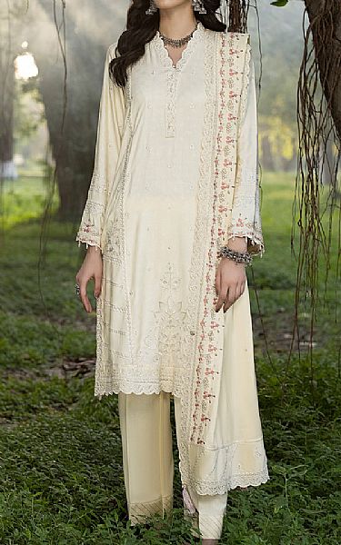Lsm Off White Cashmi Wool Suit | Pakistani Winter Dresses in USA- Image 1