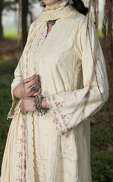 Lsm Off White Cashmi Wool Suit | Pakistani Winter Dresses- Image 2