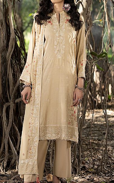 Lsm Beige Cashmi Wool Suit | Pakistani Winter Dresses- Image 1