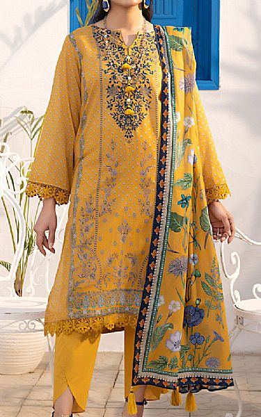 Lsm Mustard Lawn Suit | Pakistani Lawn Dress in USA- Image 1