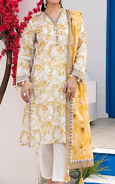 Lsm Off-white Lawn Suit | Pakistani Lawn Dress in USA- Image 1