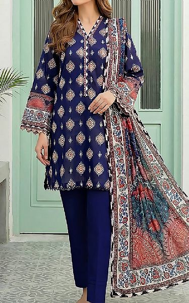 Lsm Navy Blue Lawn Suit | Pakistani Lawn Dress in USA- Image 2