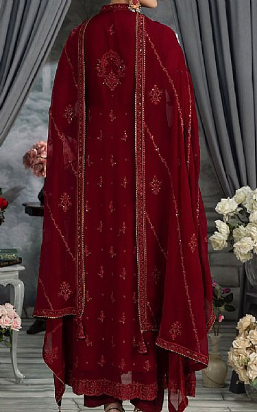 Lsm Wine Red Chiffon Suit | Pakistani Embroidered Chiffon Dresses USA- Image 2