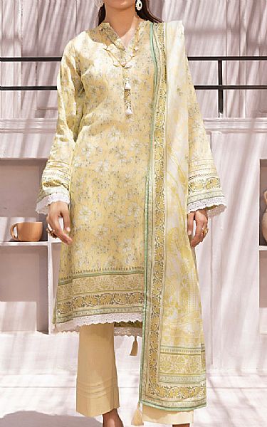 Lsm Cream Lawn Suit | Pakistani Lawn Dress in USA- Image 1
