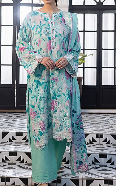 Lsm Aqua Lawn Suit | Pakistani Lawn Dress in USA- Image 1