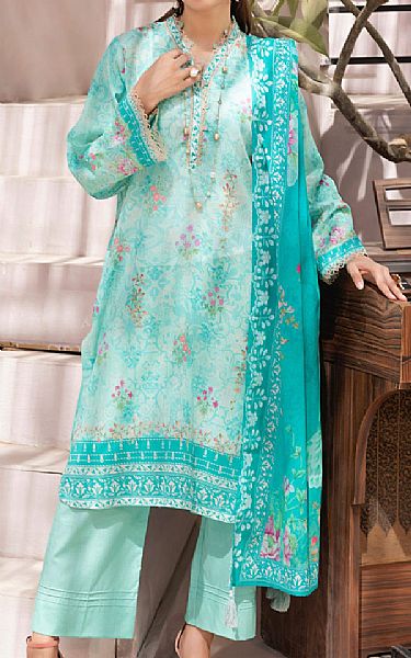 Lsm Pale Blue Lawn Suit | Pakistani Lawn Dress in USA- Image 1