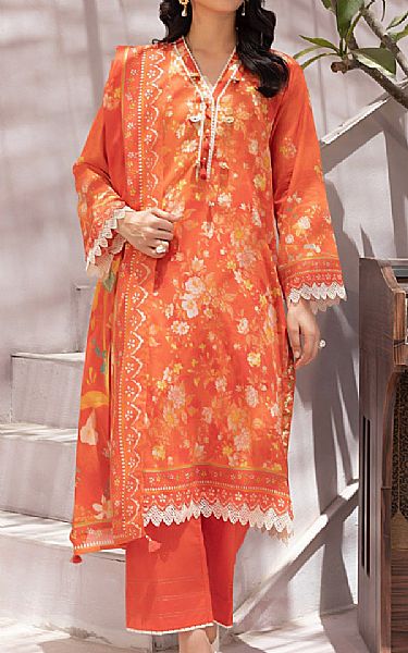 Lsm Sunrise Orange Lawn Suit | Pakistani Lawn Dress in USA- Image 1
