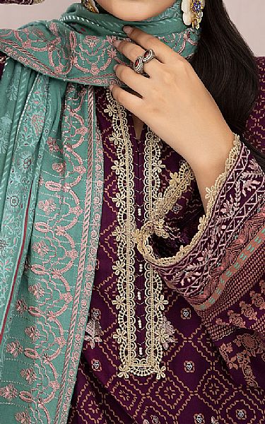Lsm Plum Pashmina Suit | Pakistani Winter Dresses- Image 2