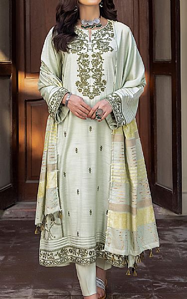 Lsm Mine Green Slub Suit | Pakistani Winter Dresses- Image 1