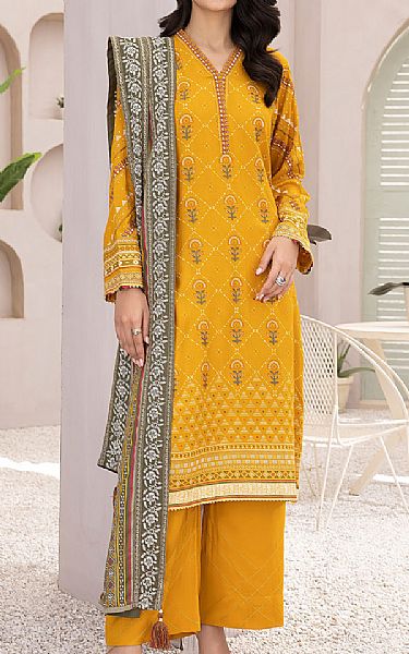 Lsm Mustard Pashmina Suit | Pakistani Winter Dresses- Image 1