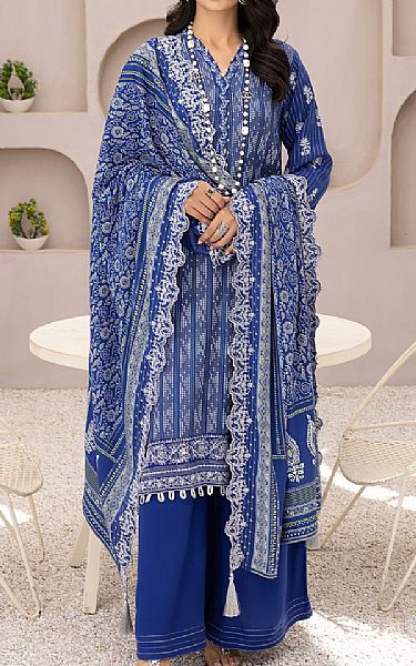 Lsm Lapis Blue Pashmina Suit | Pakistani Winter Dresses- Image 1