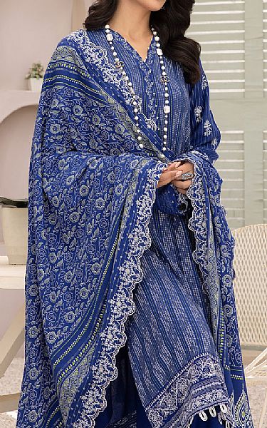 Lsm Lapis Blue Pashmina Suit | Pakistani Winter Dresses- Image 2