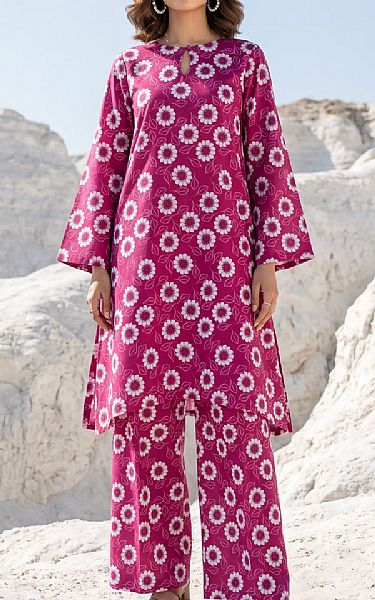 Lsm Fuchsia/Off White Lawn Suit (2 pcs) | Pakistani Lawn Dress in USA- Image 1
