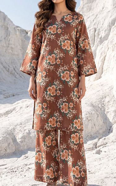 Lsm Brown Lawn Suit (2 pcs) | Pakistani Lawn Dress in USA- Image 1