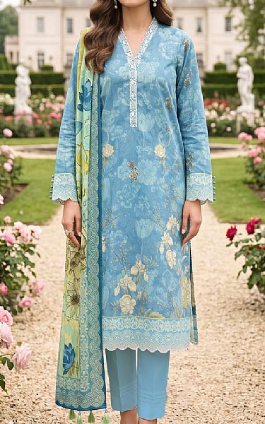 Lsm Moonstone Blue Lawn Suit | Pakistani Lawn Dress in USA- Image 1