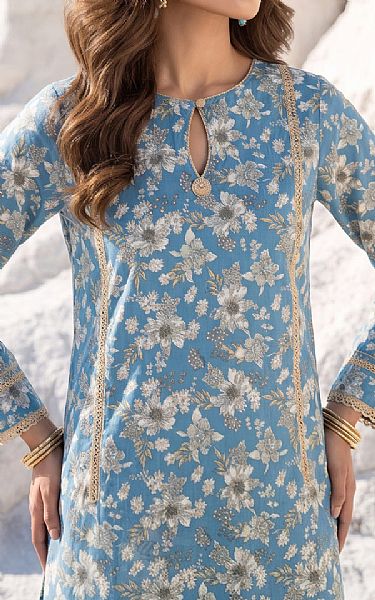 Lsm Dull Blue Lawn Suit (2 pcs) | Pakistani Lawn Dress in USA- Image 2