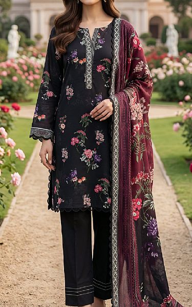 Lsm Black Lawn Suit | Pakistani Lawn Dress in USA- Image 1