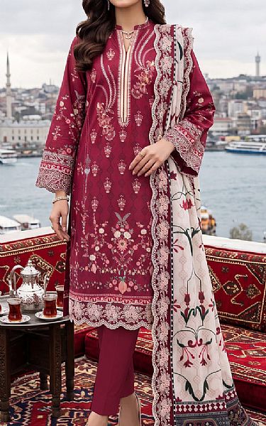 Lsm Wine Red Lawn Suit | Pakistani Lawn Dress in USA- Image 1