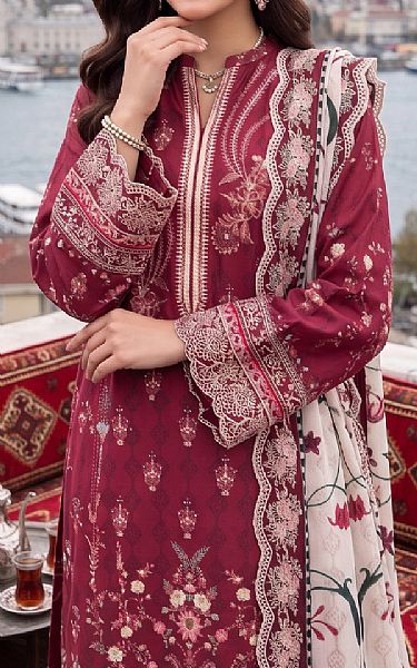 Lsm Wine Red Lawn Suit | Pakistani Lawn Dress in USA- Image 2