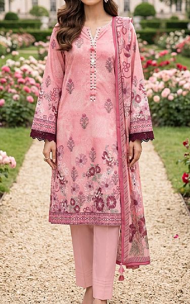 Lsm Pink Lawn Suit | Pakistani Lawn Dress in USA- Image 1