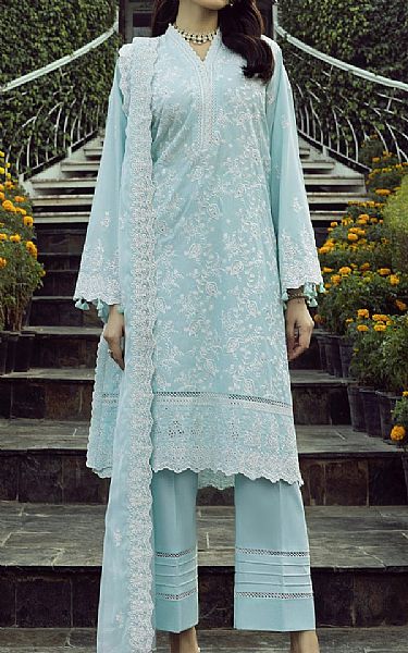 Lsm Pale Blue Lawn Suit | Pakistani Lawn Dress in USA- Image 1