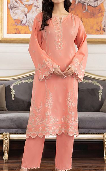 Lsm Peach Lawn Suit (2 pcs) | Pakistani Lawn Dress in USA- Image 1